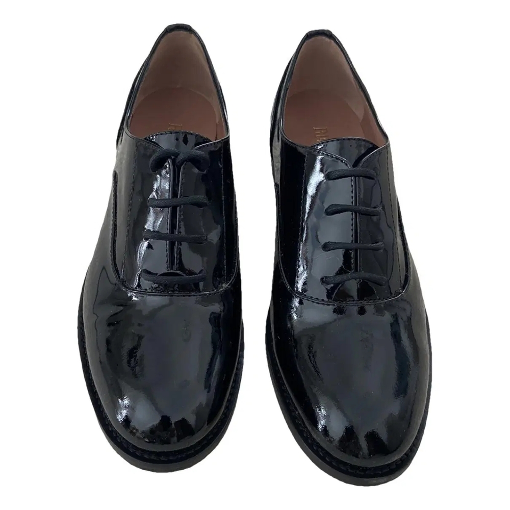 RED Valentino Black Patent Leather Brogues Flats